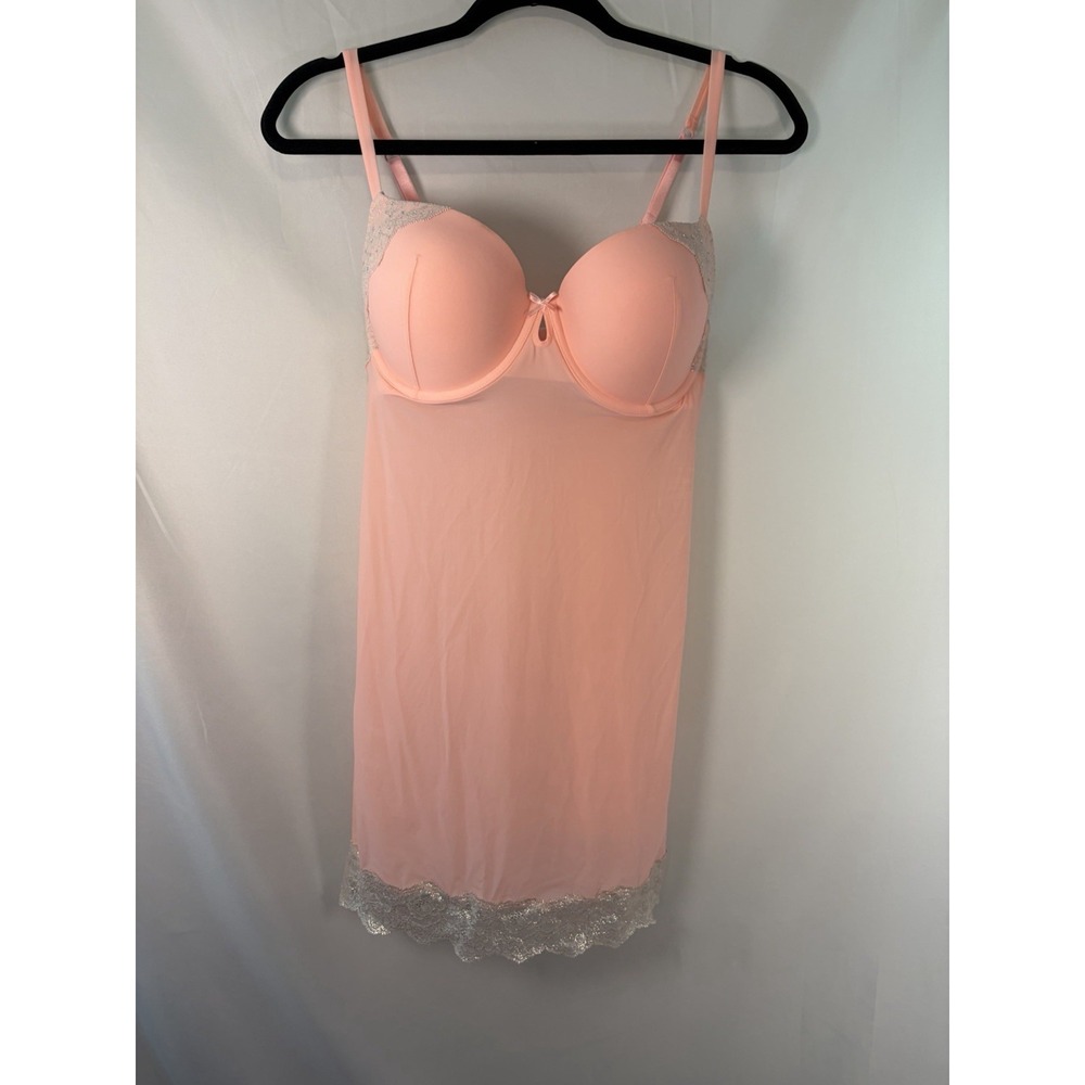 Victorias Secret Womens 36D Babydoll Chemise Lace Trim Underwire Lingerie Pink